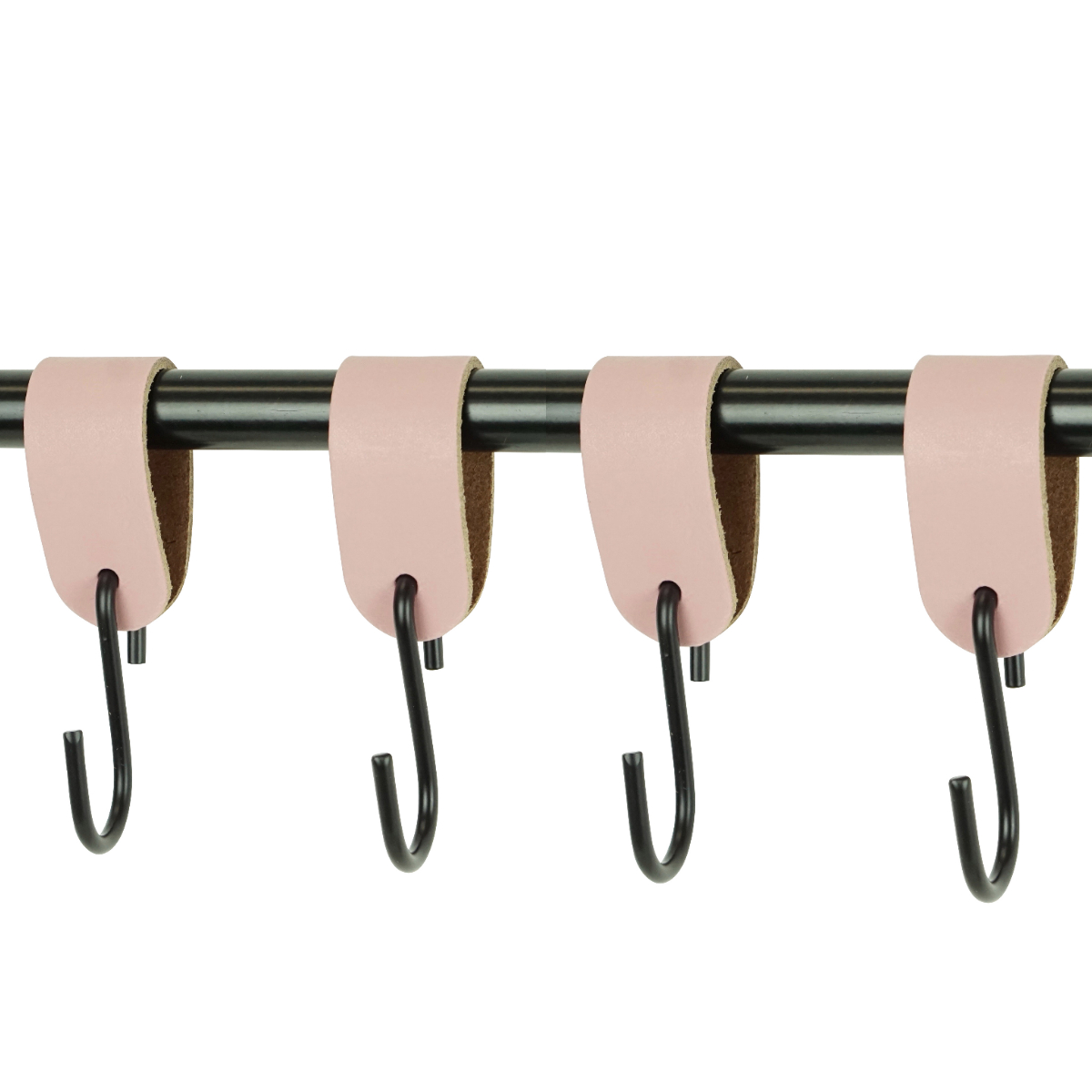 Leren S-haak hangers (set van 4) Zacht roze