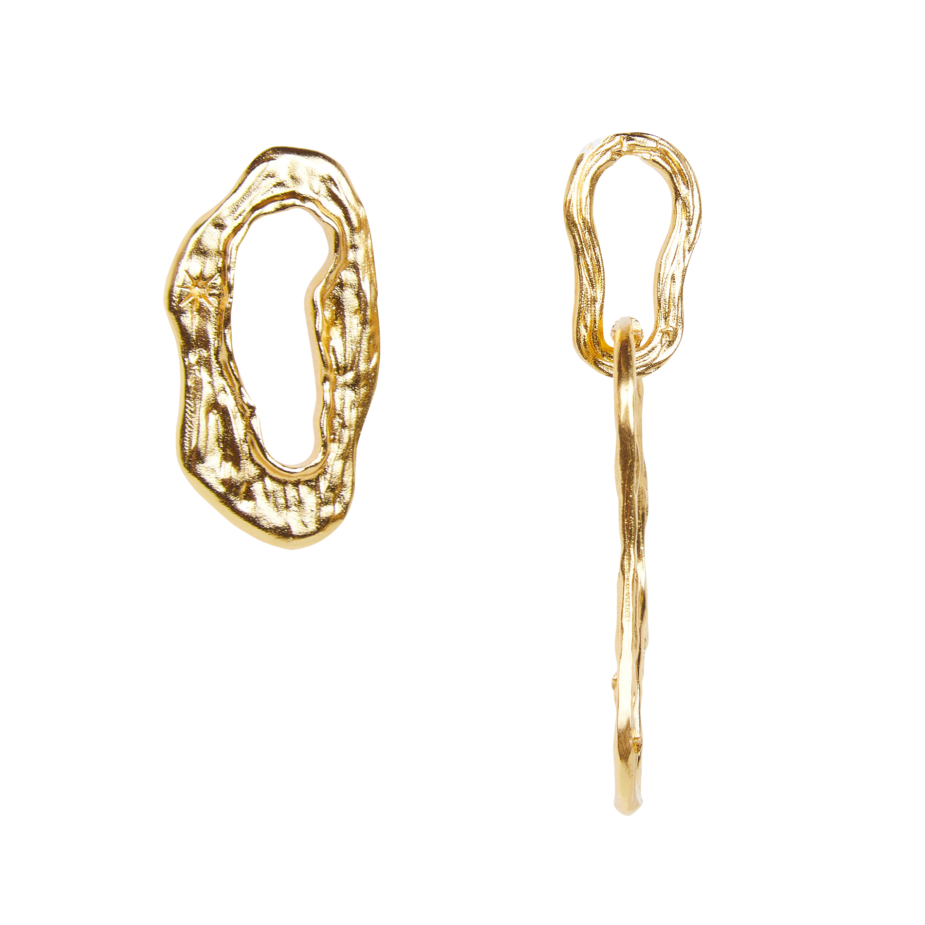 ANAA - Boucles d'oreilles anneaux dépareillées en laiton | Doré