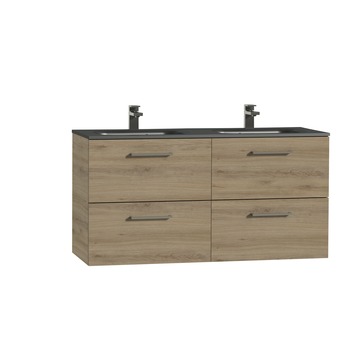 Tiger Studio badkamermeubel 120cm chalet eiken met dubbele zwarte wastafel