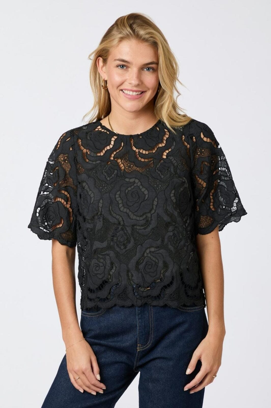 Neo Noir Trisha Big Lace Blouse