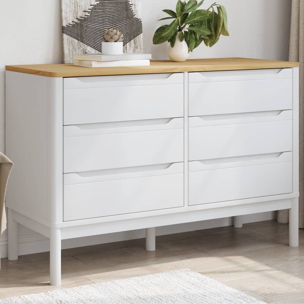 vidaXL FLORO ladekast, wit, massief grenenhout