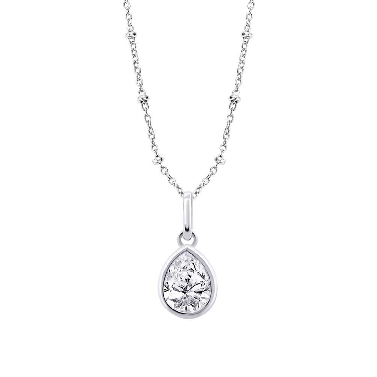 Collier Lotus Silver Solitaire goute blanc et argent