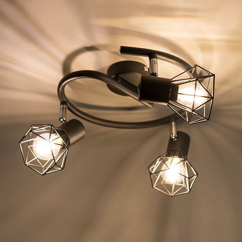 Art deco spot zwart draai- en kantelbaar 3-lichts - Mosh