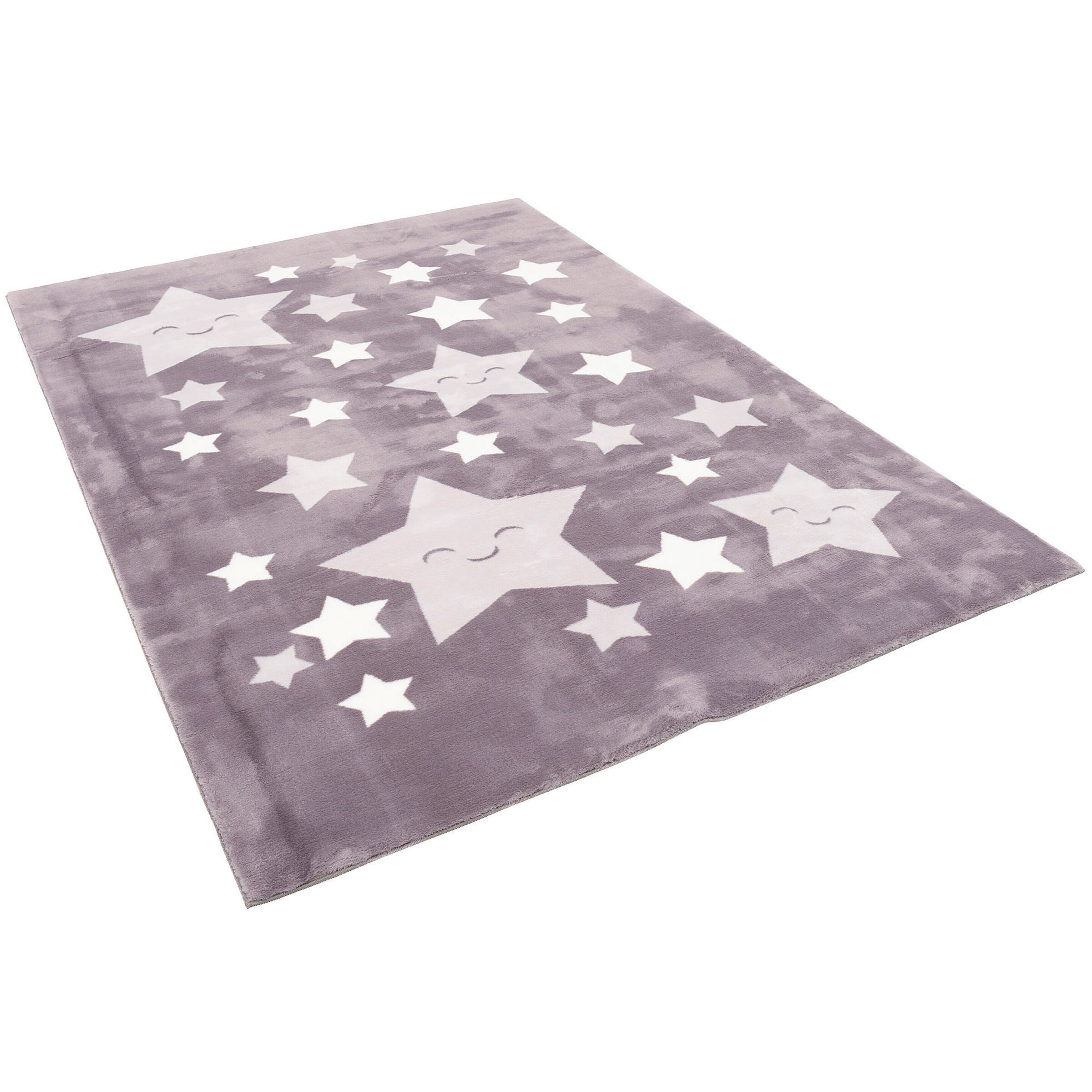 Pergamon Super Soft Fellteppich Pearl Kids Sterne Grau