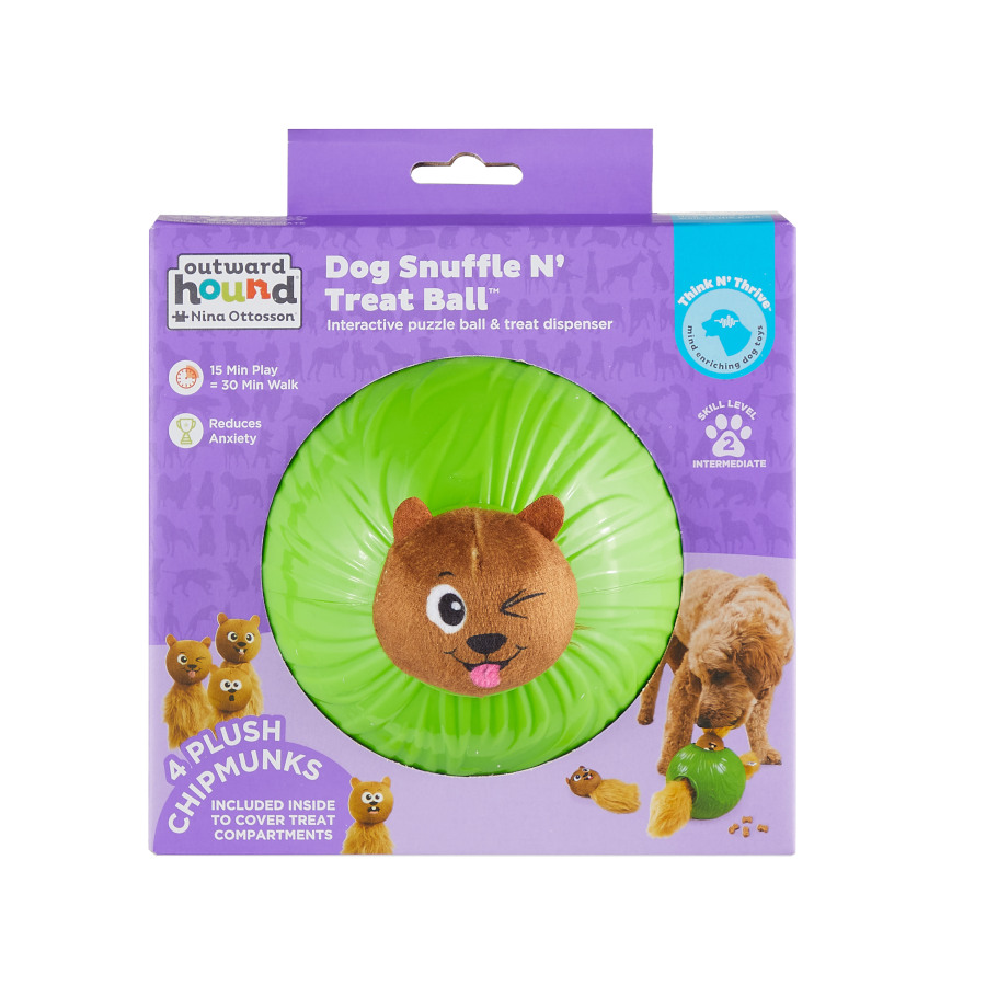 Porta-petiscos interativo em formato de bola para cães Outward Hound Nina Ottosson Snuffle n' Treat