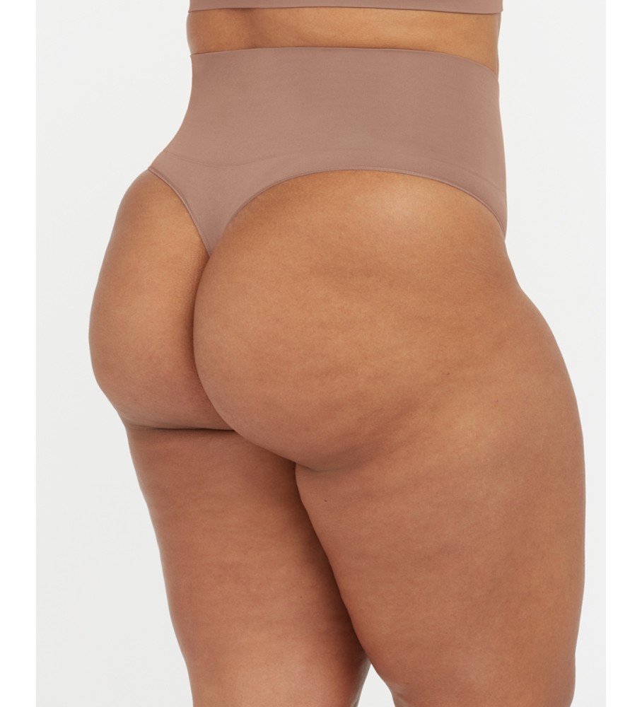 Calcinha fio dental modeladora de cintura alta SPANX marrom