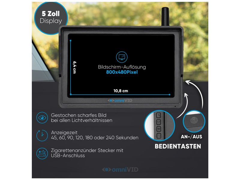 omniVID Equi-Cam mit Monitor 5 Zoll Sicherheit für Pferd und Ladung