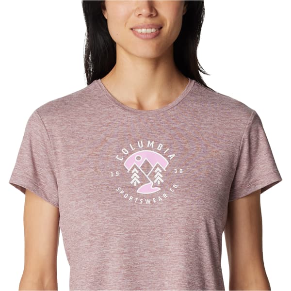 T-shirt randonnée COLUMBIA W SLOAN RIDGE GRAPHIC SHORT SLEEVE TEE FIG HEATHER/NATURALLY BOUNDLESS