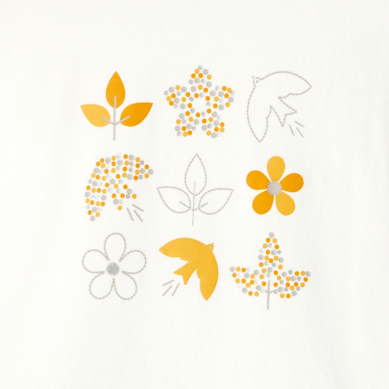 T-shirt manches longues à motifs jaune fille