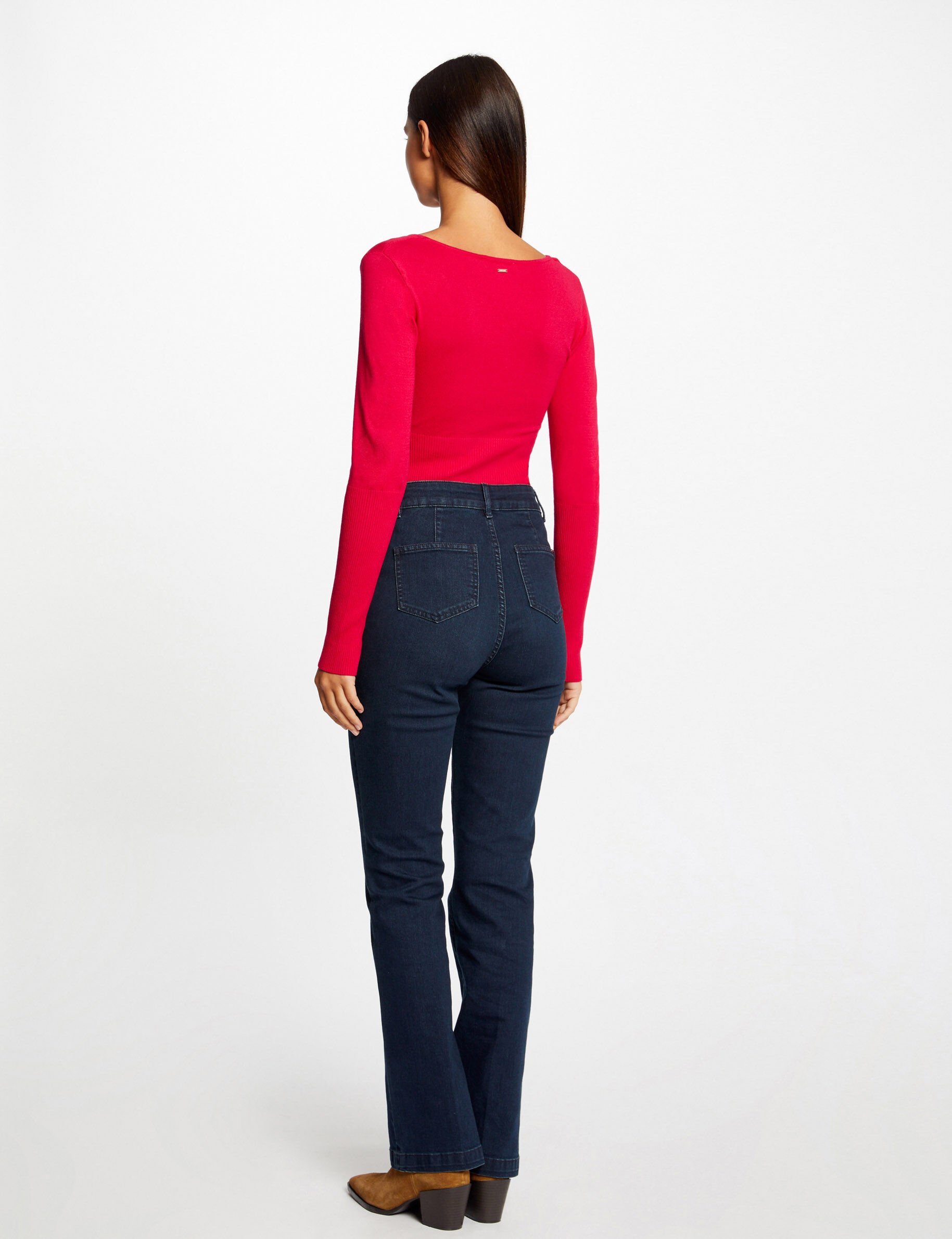 Pull manches longues à détail zippé rose moyen femme - rose_moyen