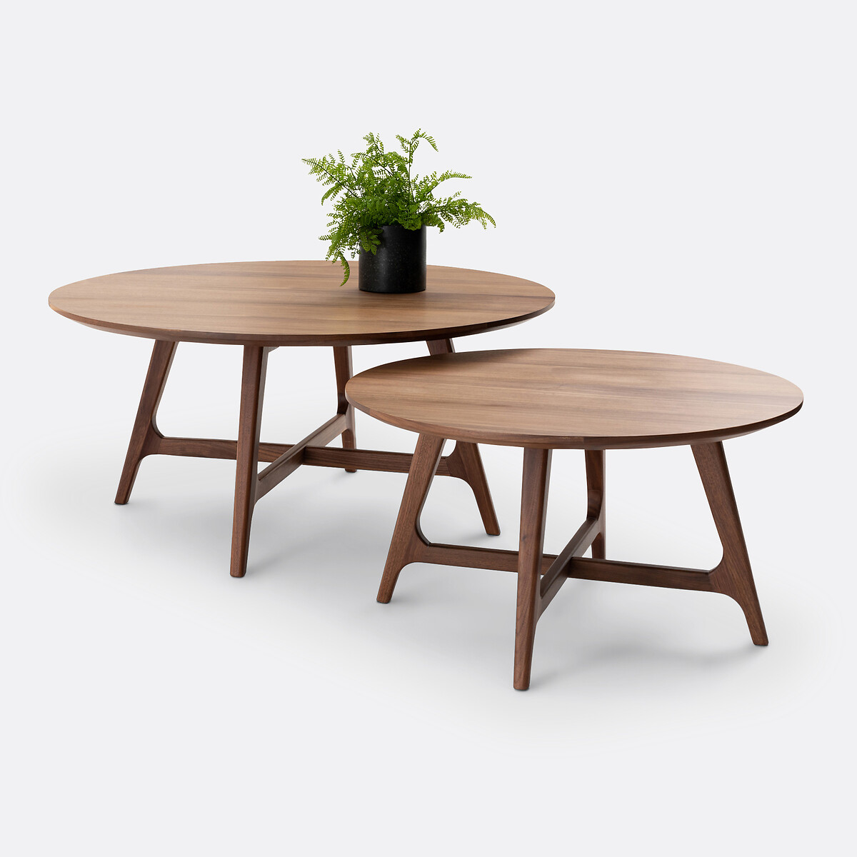 LA REDOUTE INTERIEURS<br>Mesa de centro pequena e redonda em nogueira, Larsen