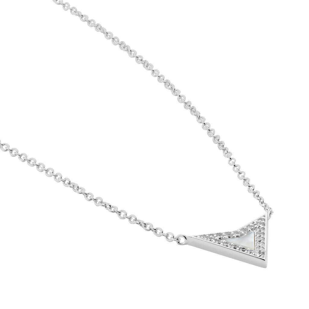 Collier Moric Argent Blanc Oxyde De Zirconium Nacre