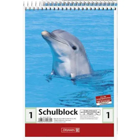 BRUNNEN Schulblock Tiermotiv A5, 40 Blatt, liniert, Lineatur 1, sortiert