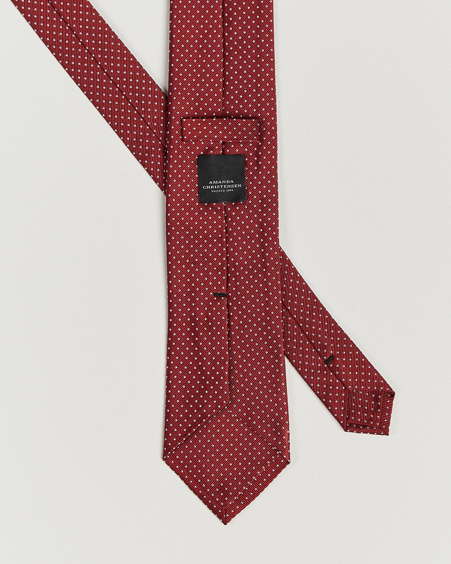 Amanda Christensen Micro Dot Classic Tie 8 cm Wine/White