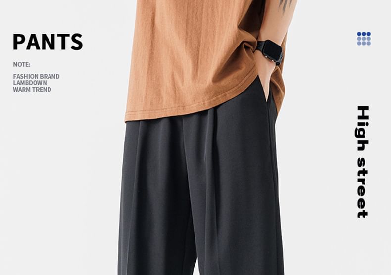 Denimic - Mid Rise Plain Loose Fit Dress Pants