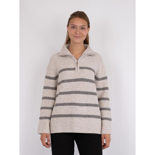 Neo Noir Nevena Stripe Striktrøje, Sand/Grey, 40