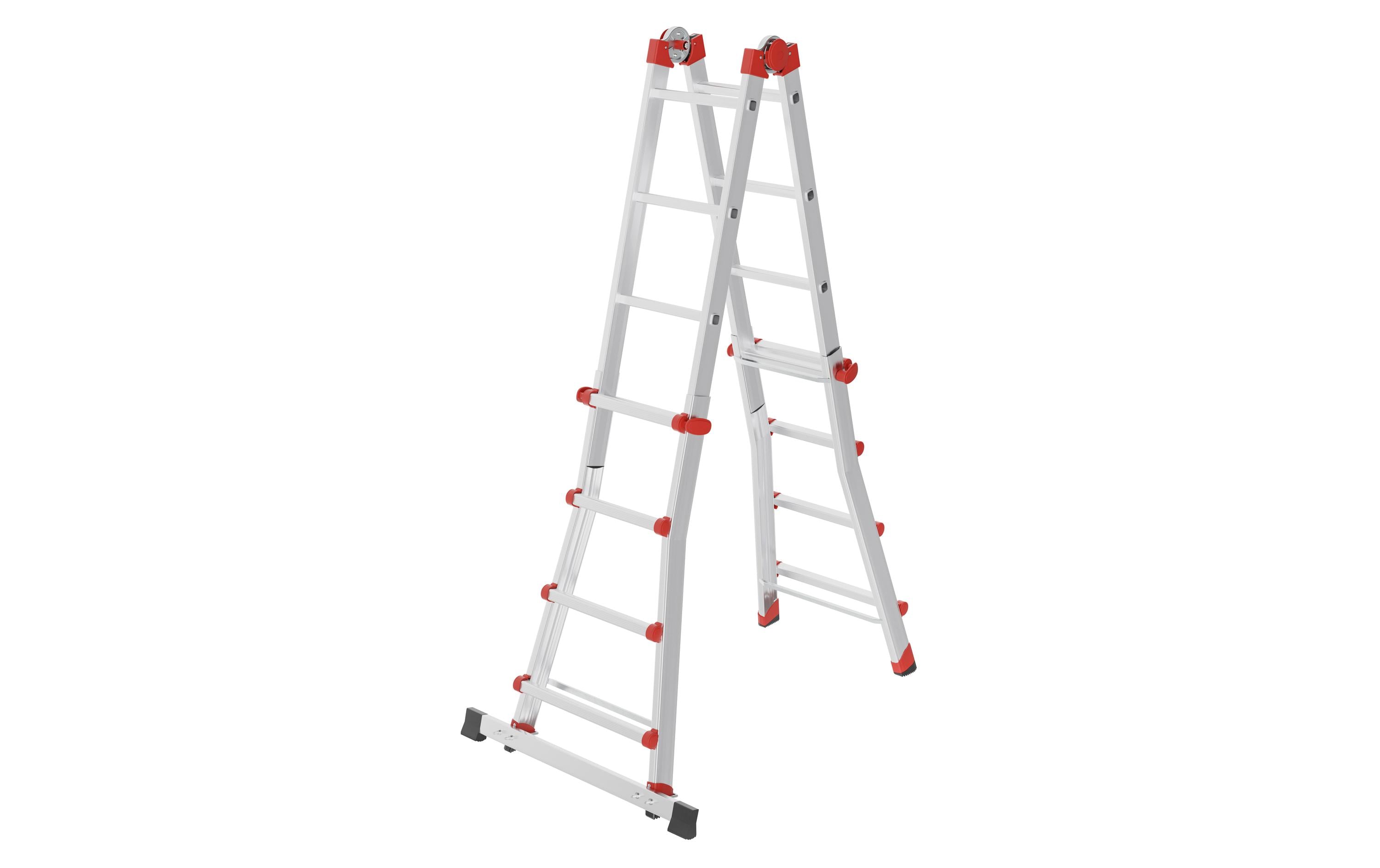 Teleskopleiter 4 x 4 Sprossen<br>Verwendbar als Anlege- und Schiebeleiter