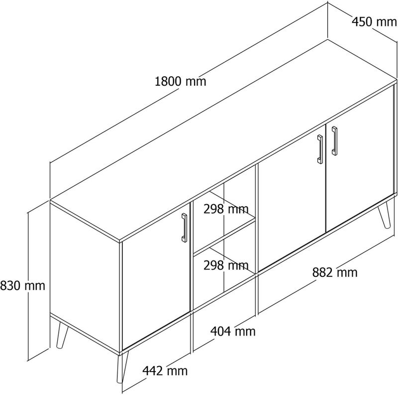 Exxen - Console - Bruin - 100% Melamine - 180 cm - Opbergmogelijkheden