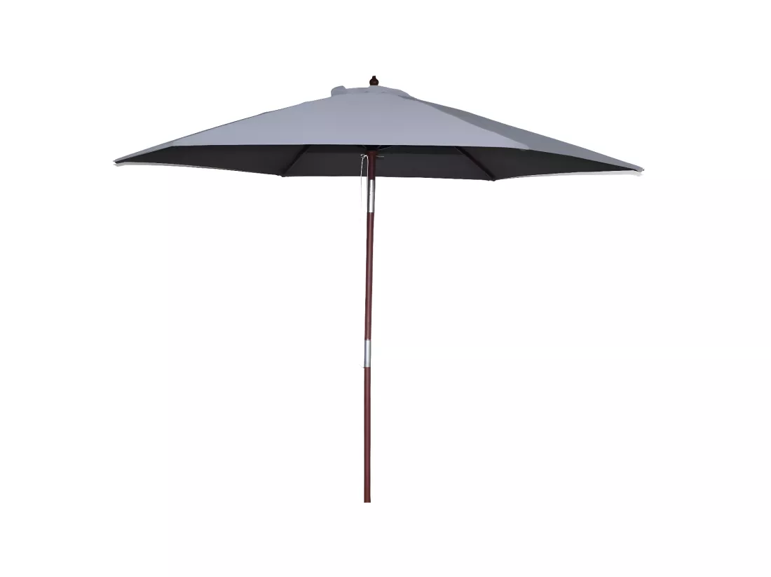 Parasol rond en bois inclinable toile grise CANCUN