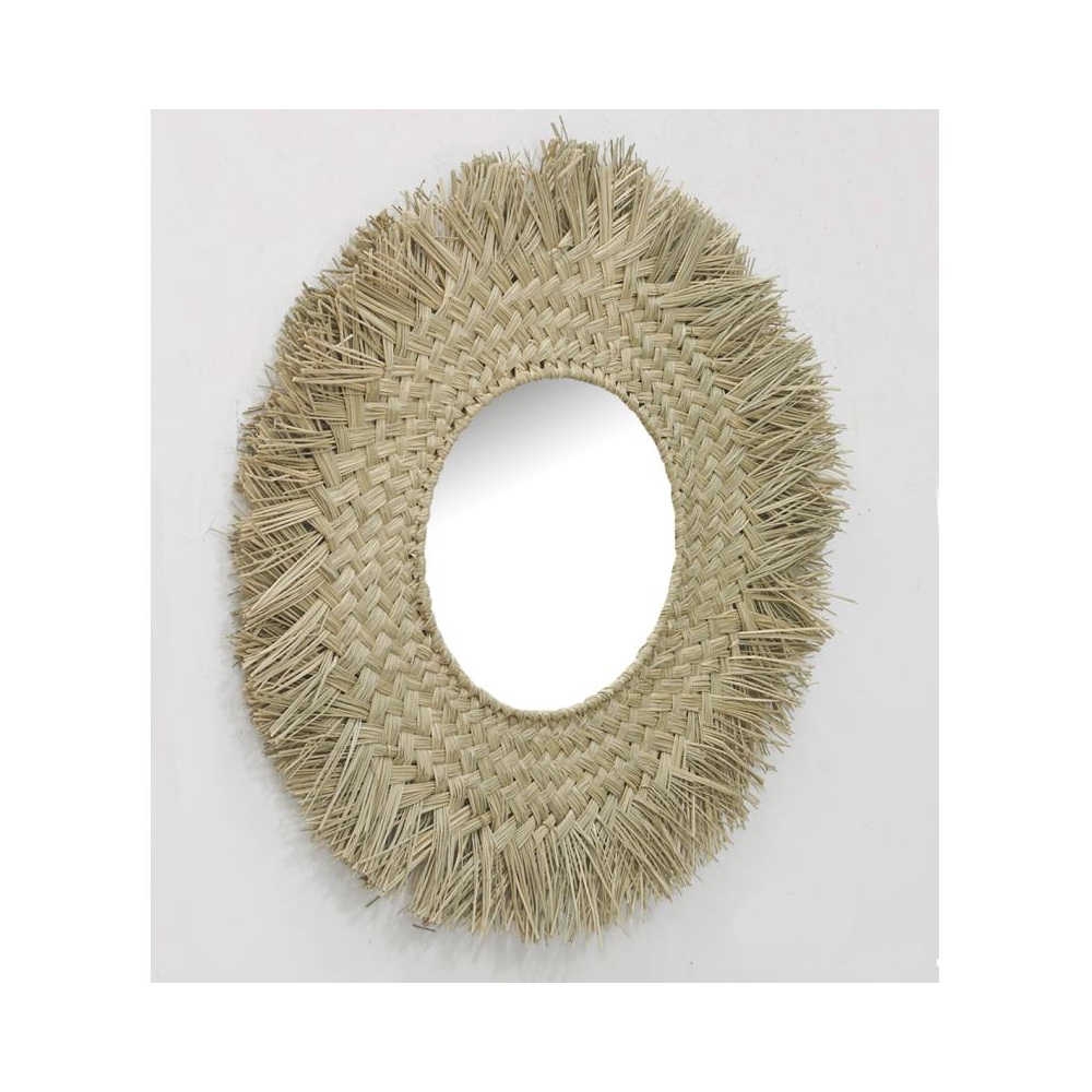 Miroir en jonc à franges
