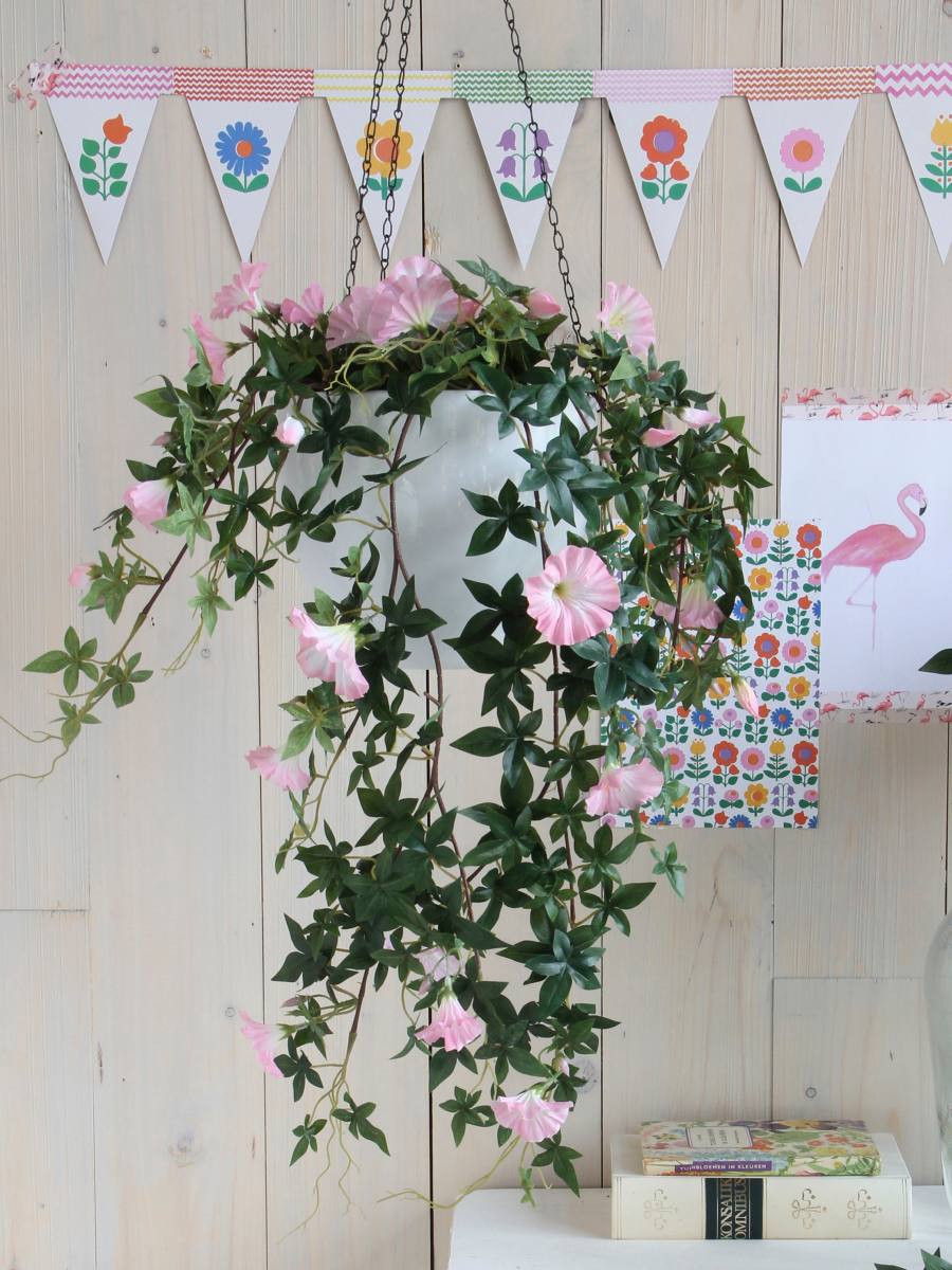 Mica decorations - pétunia artificielle rose en pot l50