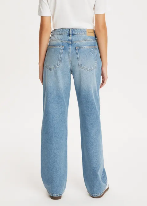 Straight leg jeans met hartjes blauw (BLW.M)