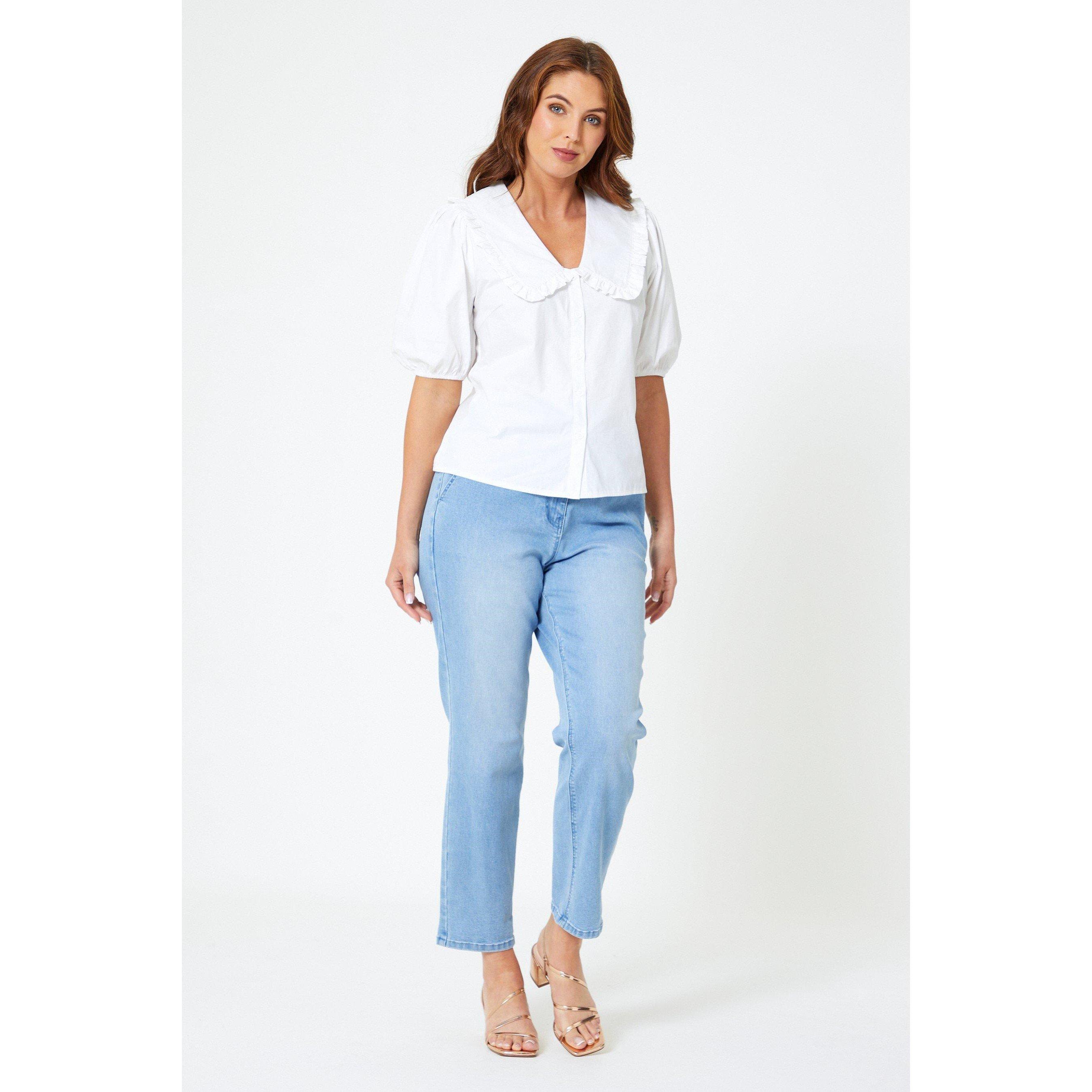 Be You Ladies Ruffle Peter Pan Collar Shirt