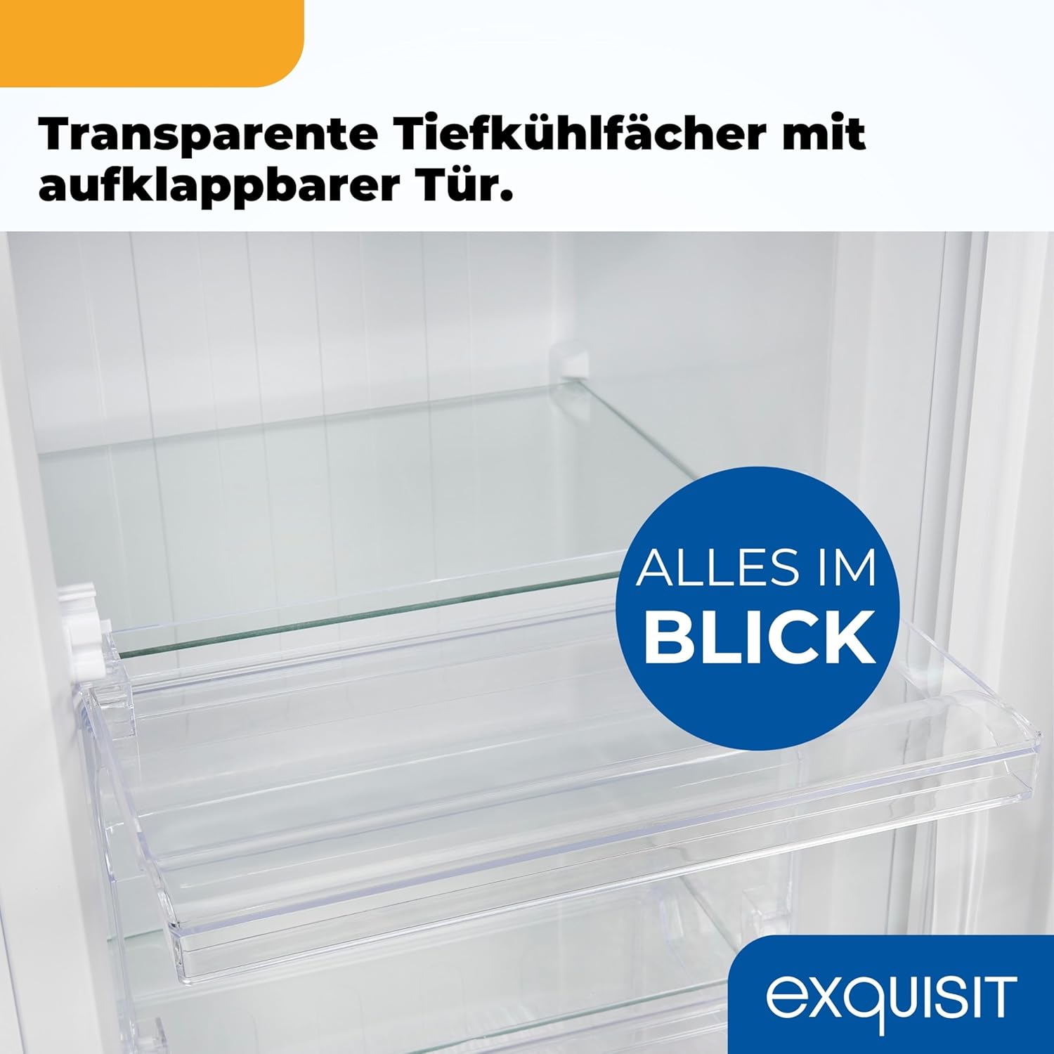 Exquisit Gefrierschrank | 63 l Nutzinhalt, Energieeffizienzklasse E, 39 dB(A) | kompakte Bauform, 4-Sterne-Gefrieren, manuelle Temperaturregelung, wechselbarer Türanschlag | GS5111-330E weiss