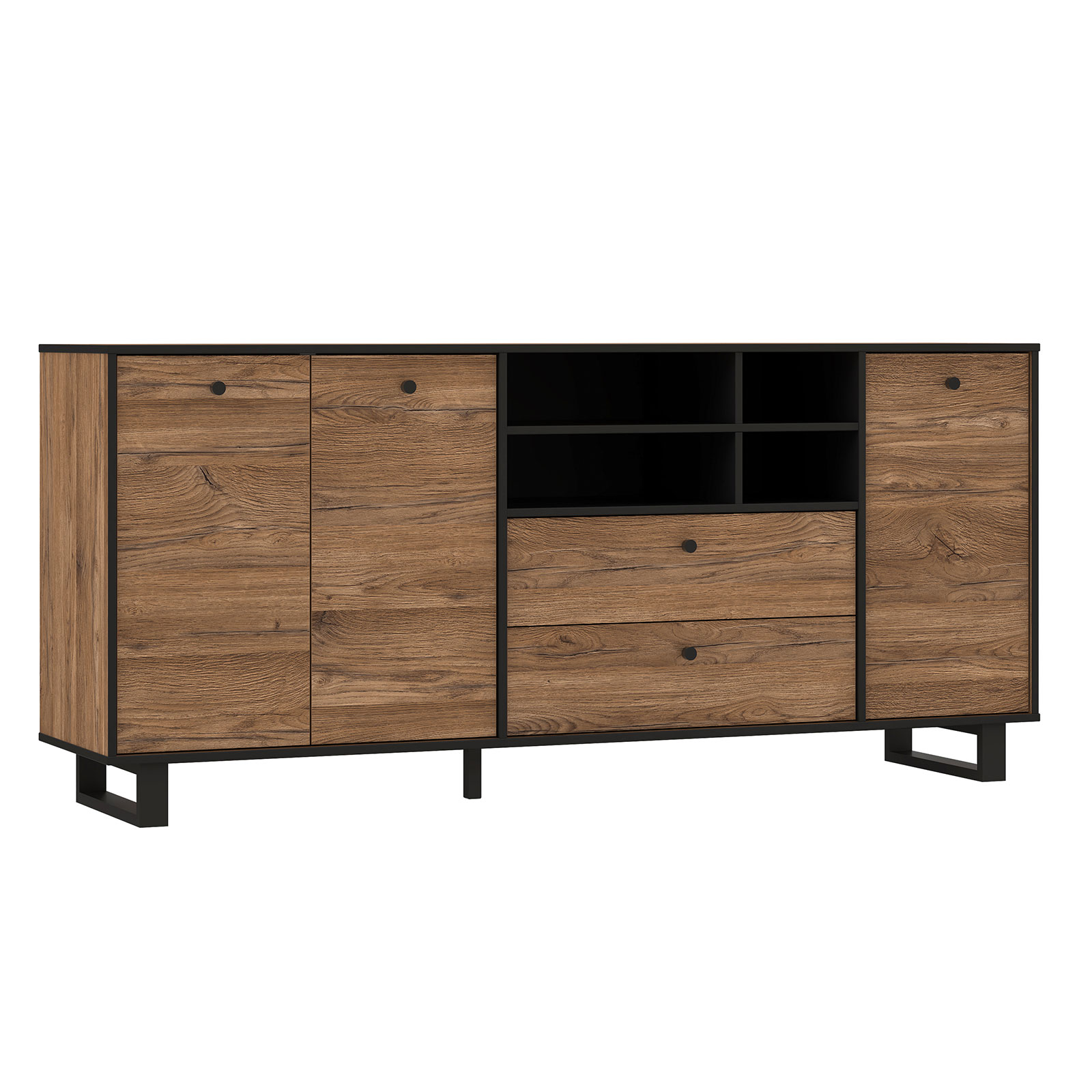 Sideboard - Colonial Eiche - schwarz - 180 cm