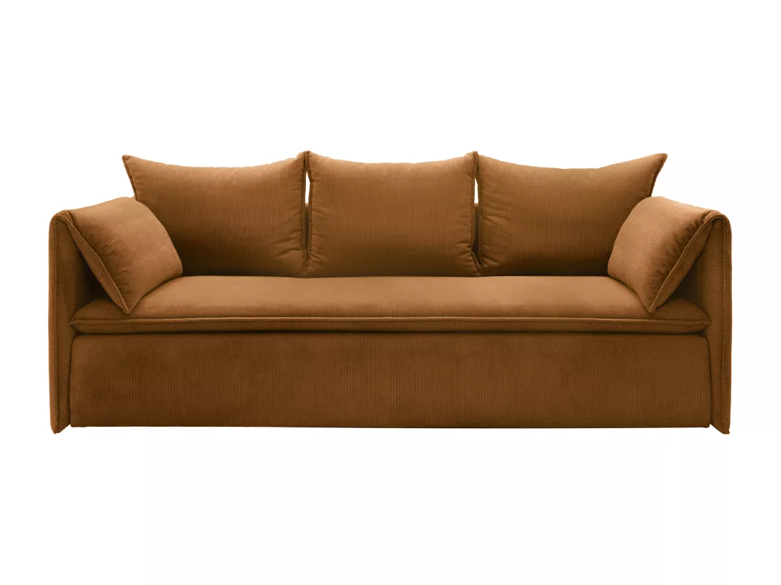 Canapé convertible 3 places en velours côtelé terracotta TEODORA