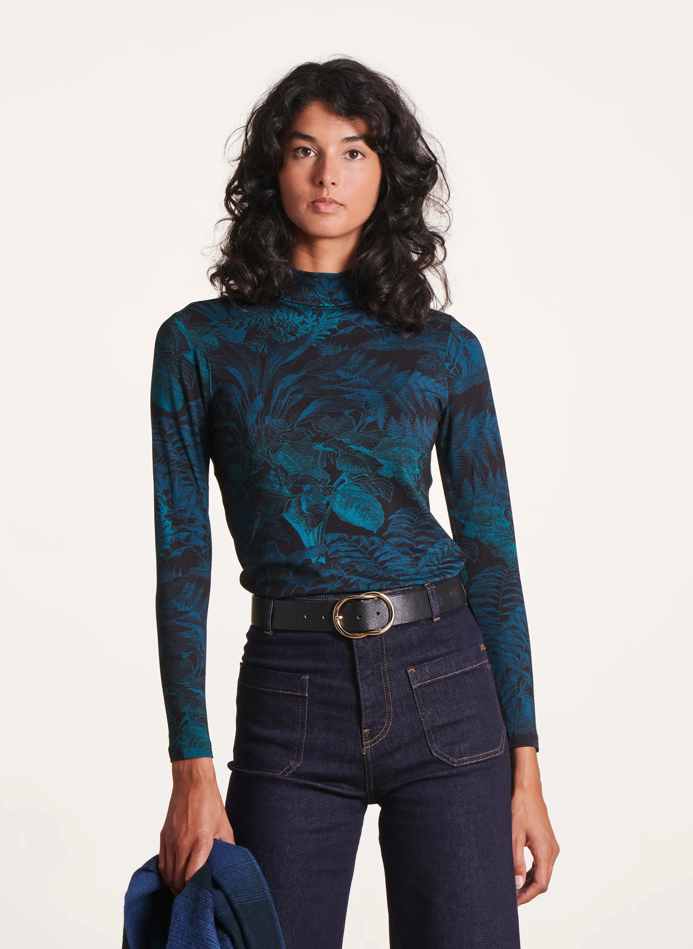 Tee-shirt col montant imprimé | Multicolore