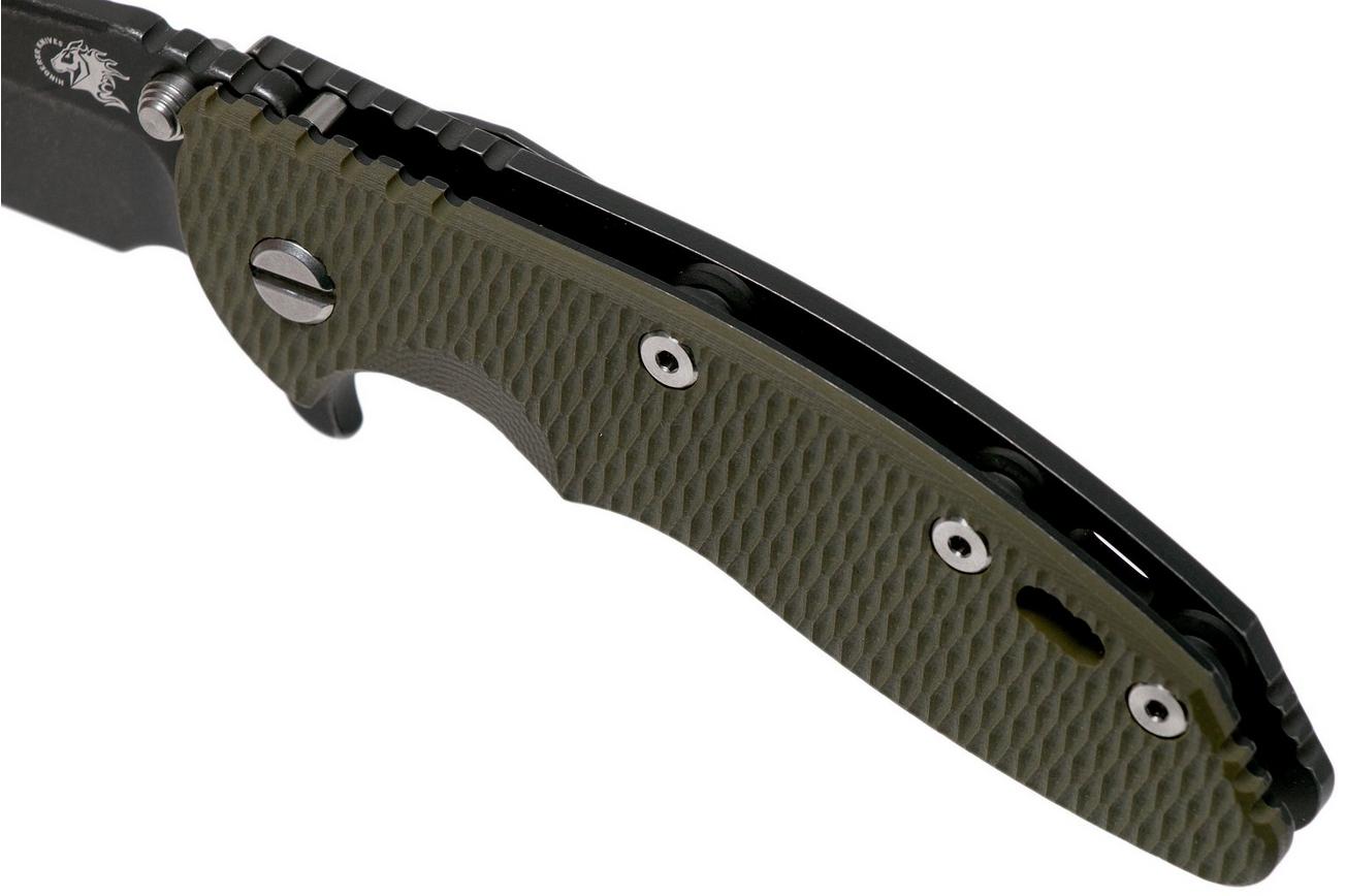 Rick Hinderer XM18 3,5” Spearpoint CPM 20CV Blackwash, Battle Black, OD-Green G10, zakmes