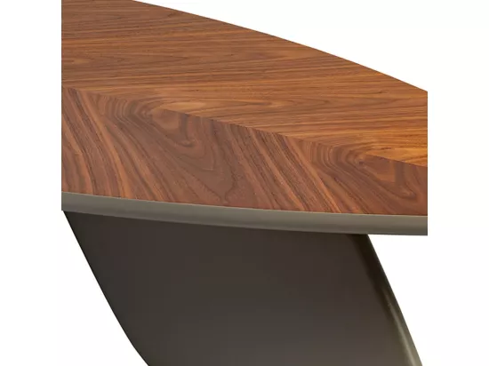 OJA - Table Basse Plateau Plaquage Noyer Pieds Laqué Kaki Mat