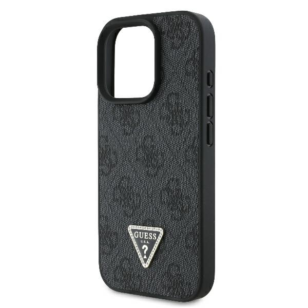iPhone 16 Pro Leder Hardcase Hülle 4G Triangle Strass (GUHCP16LP4TDPK) - Schwarz