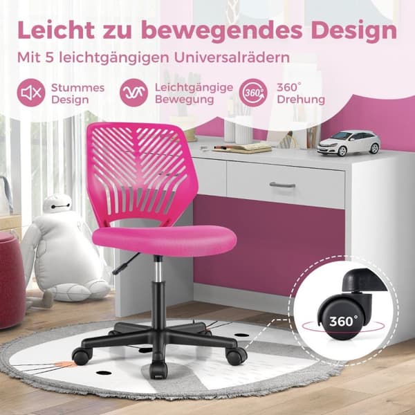 Skrivebordsstol for barn armløs skrivebordsstol for barn 54 x 54 x 77-89 cm rosa