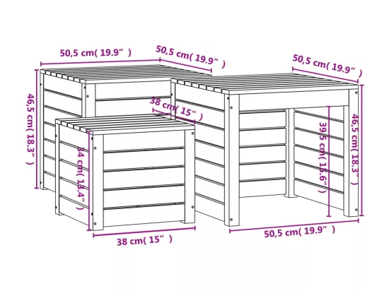 Ensemble de boîtes de jardin 3 pcs marron miel bois pin massif