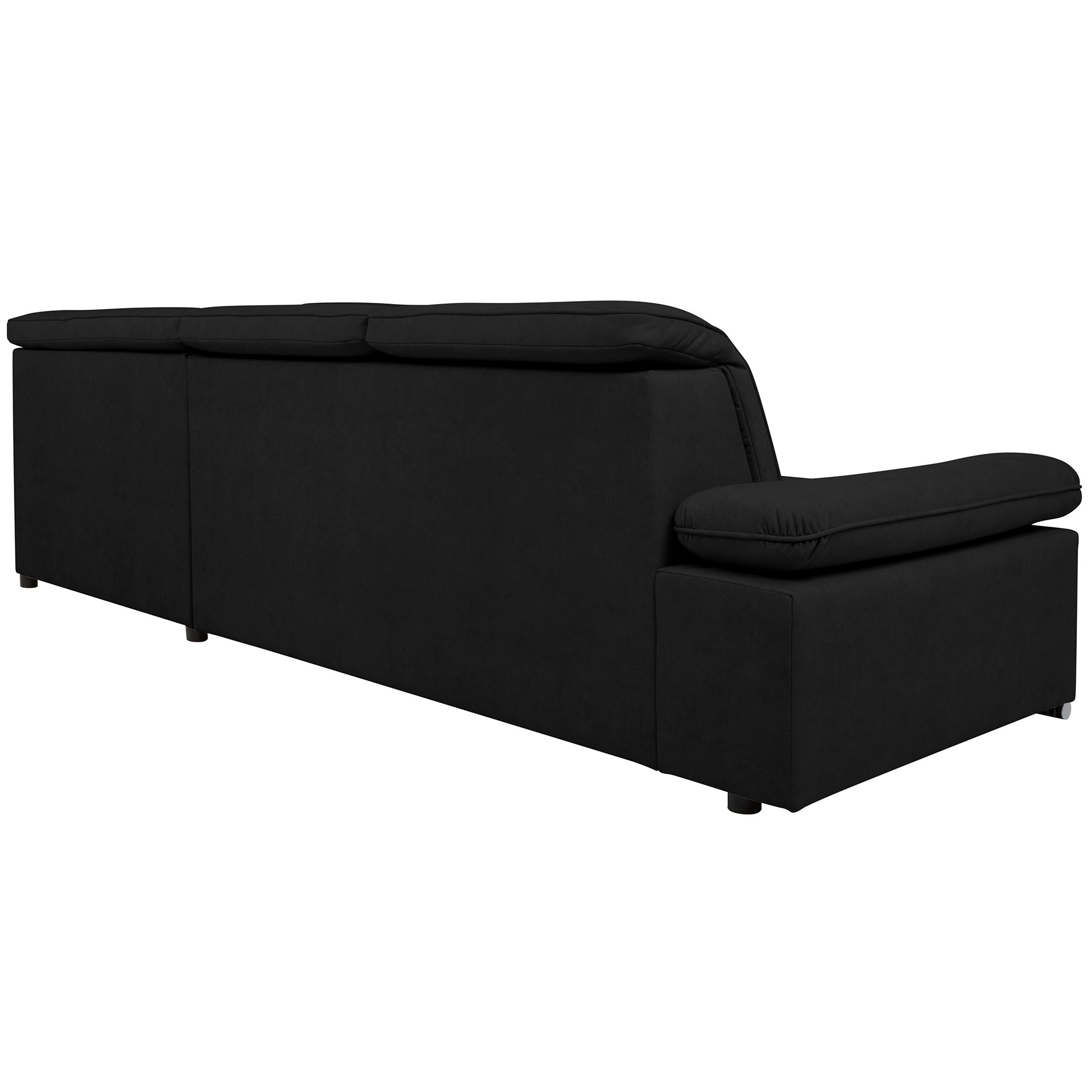 Ecksofa - schwarz - Plüschgewebe - Liegefunktion - Staukasten rechts