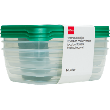 HEMA Vershoudbakjes 1,2L 3 Stuks