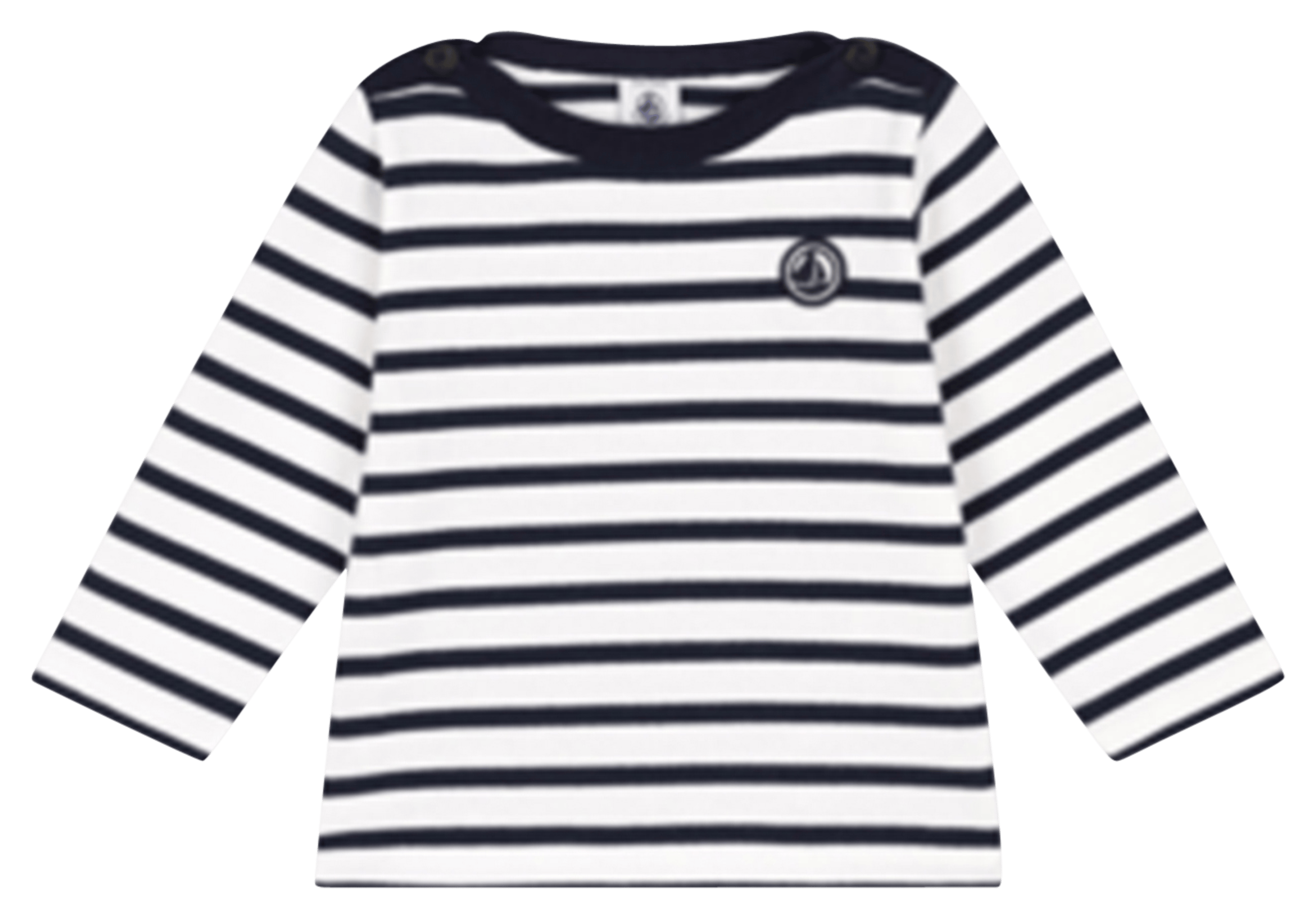 Marinière col rond en coton| Blanc