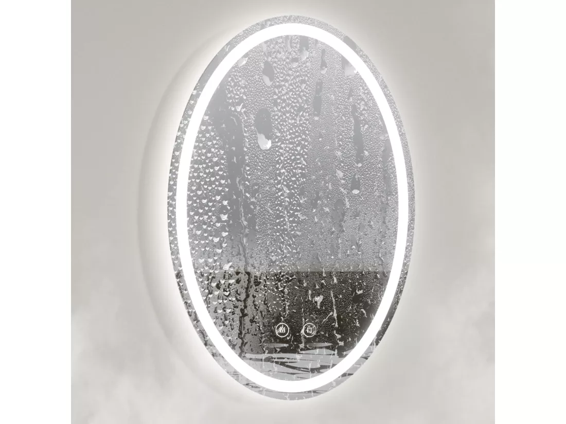 EMKE Miroir led salle de bain 60 × 80 cm Miroir salle de bain lumineux avec 3 Couleurs de lumière réglables+Anti-buée, Économie d'énergie miroir led