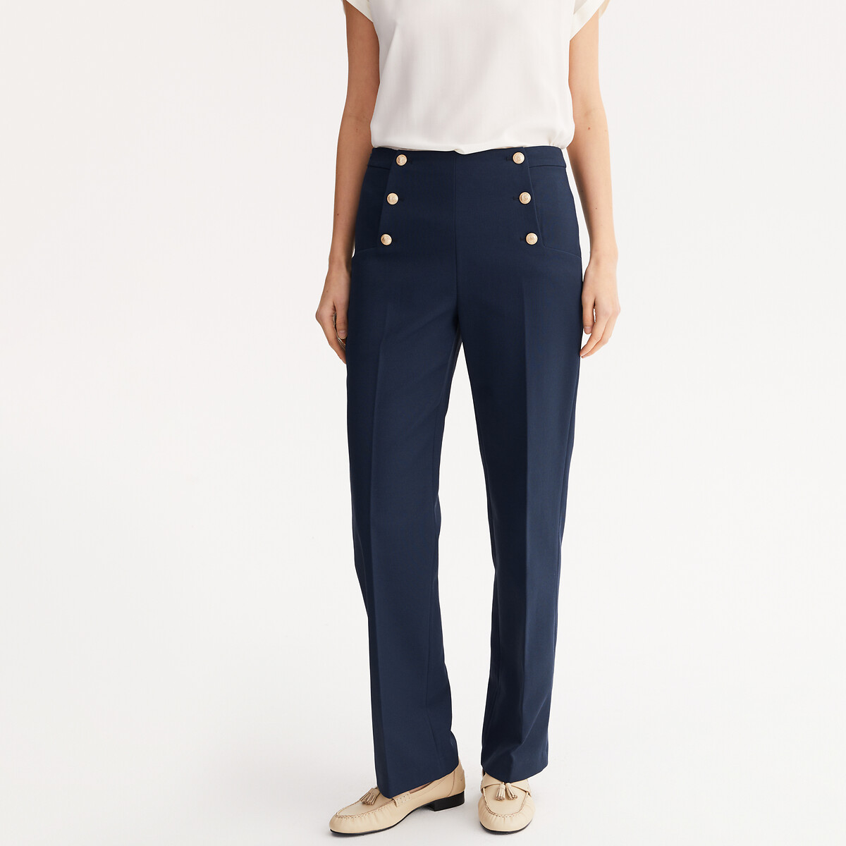 ANNE WEYBURN<br>Calças largas estilo marinheiro, cintura alta
