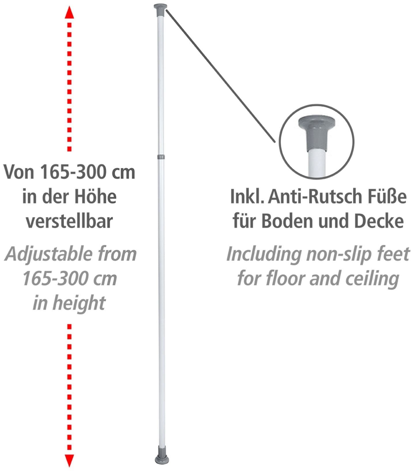 WENKO Teleskopregal »Modell Herkules« ausziehbare Hauptstange 165-300 cm, passend zur WENKO Herkules-Serie