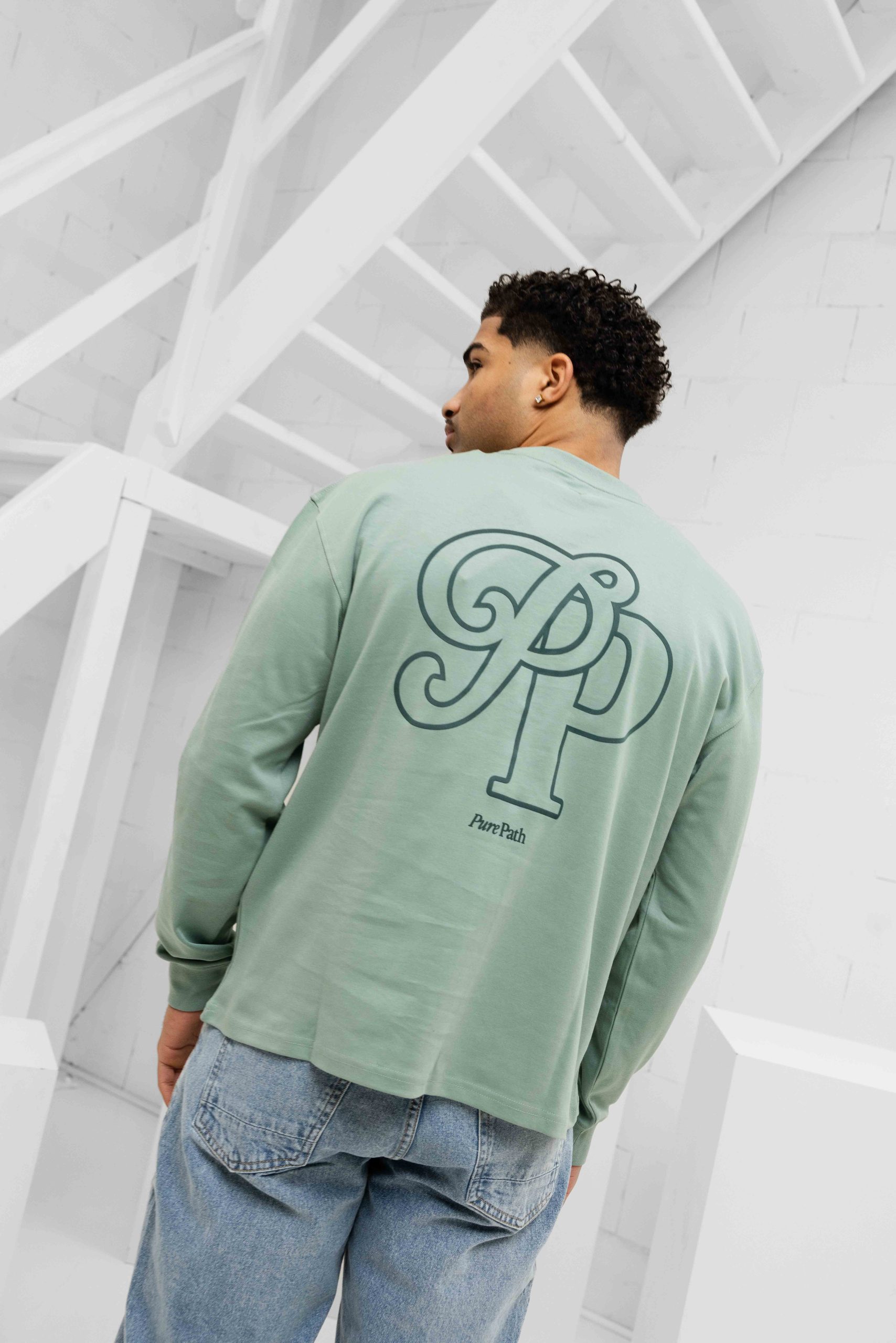 Pure Path Initials Longsleeve T-Shirt Heren Groen