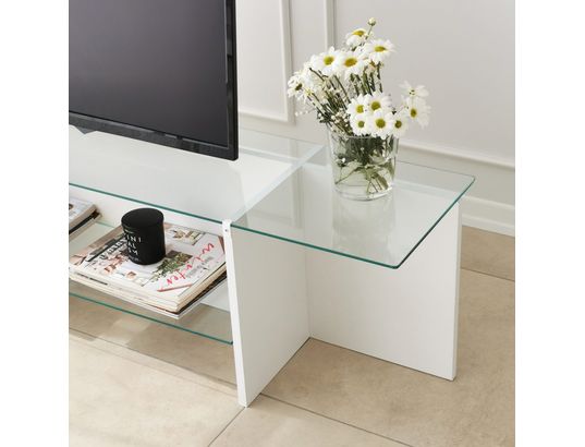 CONCEPT1 - Meuble TV Escape tv blanc 158 x 35 x h40 cm