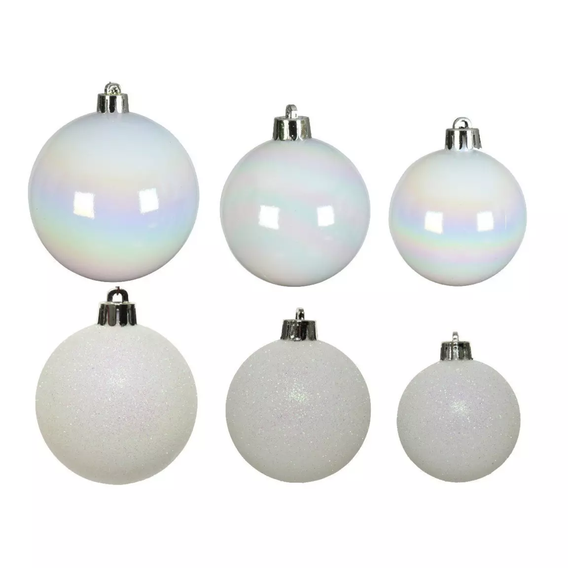 Lot de 30 boules de Noël assorties Alpine Blanc irisé