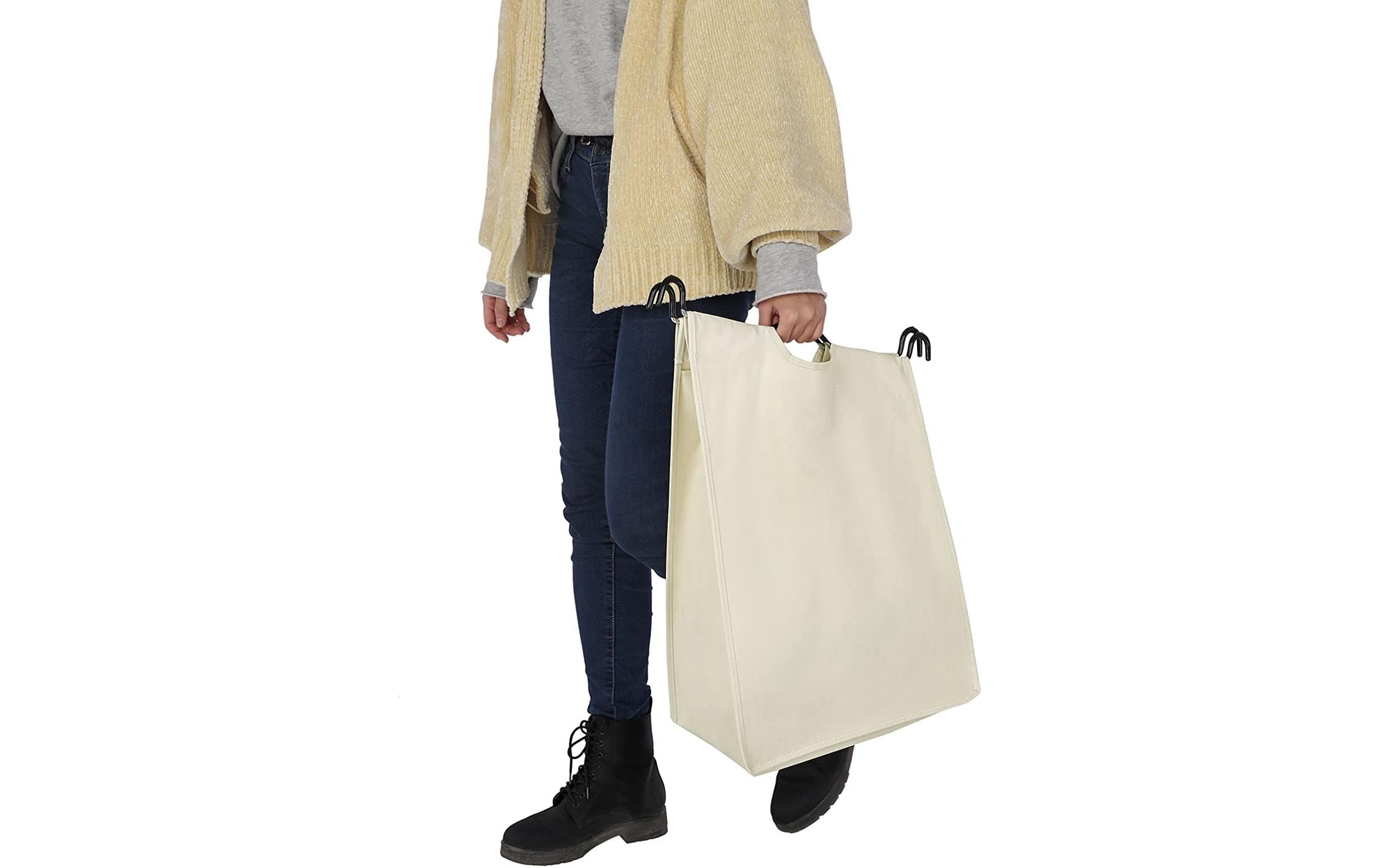 Wäschesammler mit 4 Fächern 120 l, Beige/SilberWäschewagen mit 3 Fächern