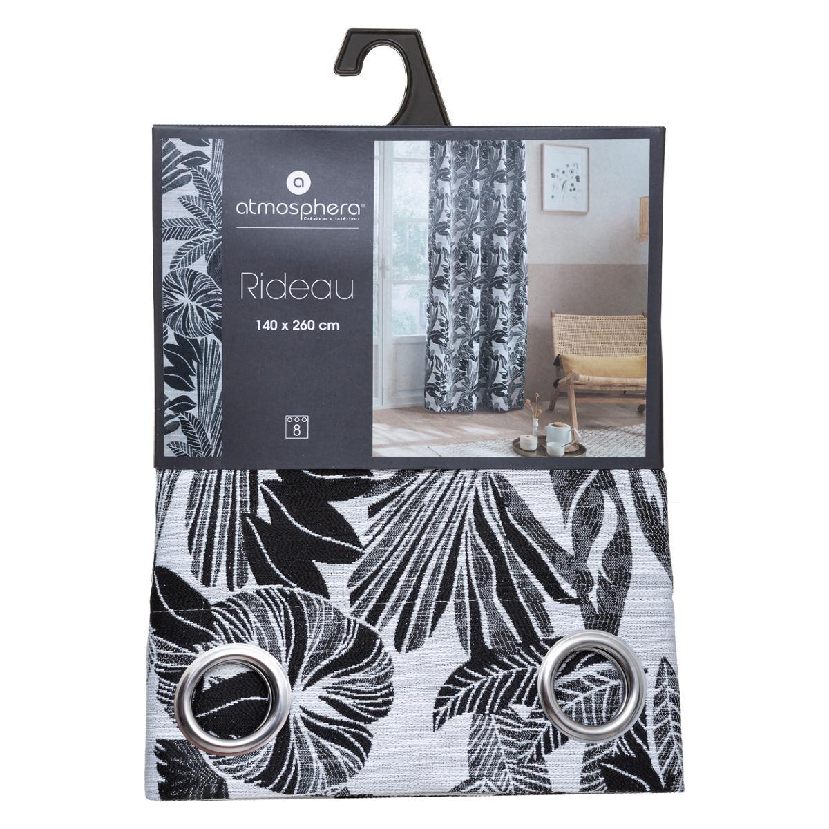 RIDEAU JACQUARD BEJUCO NOIR 140X260CM