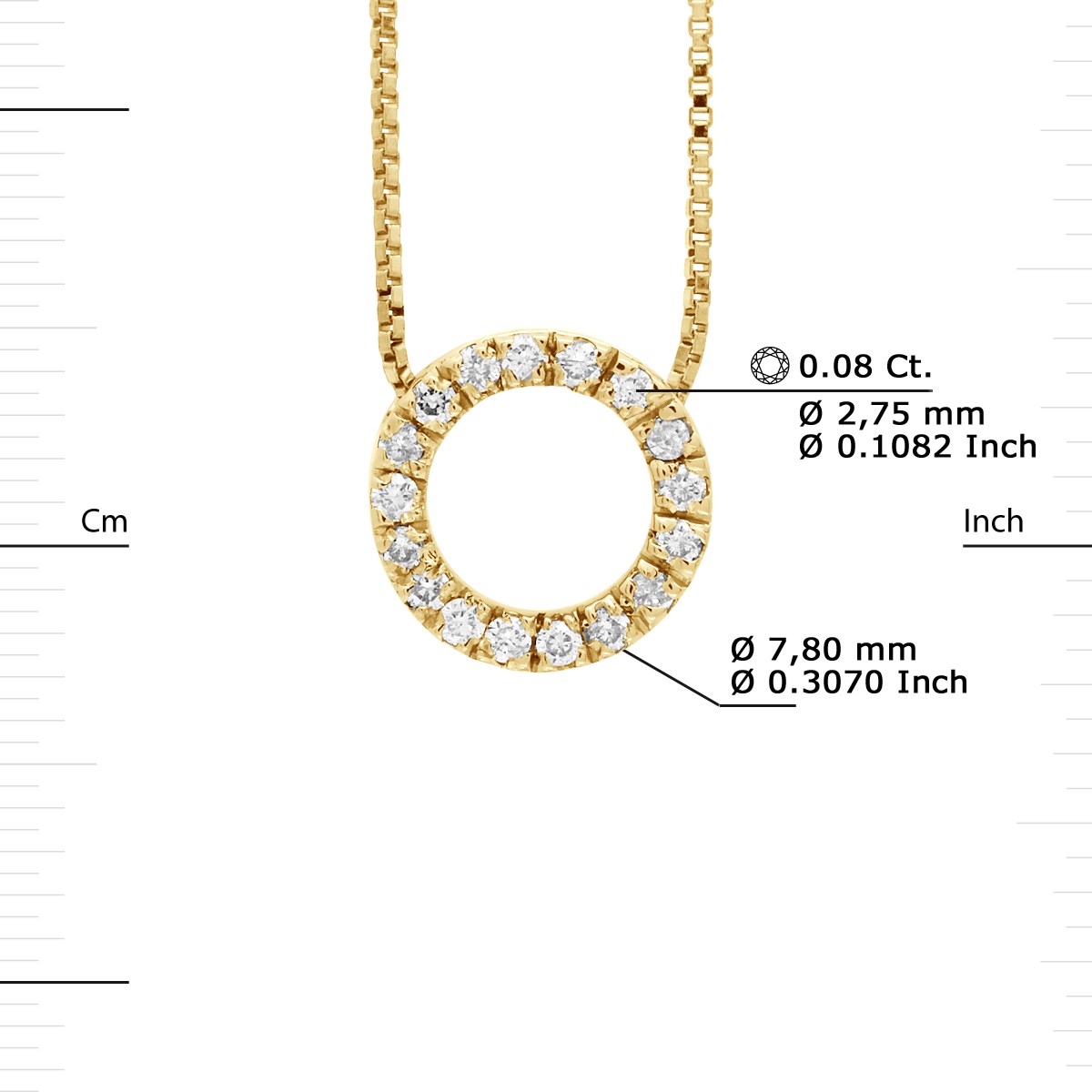 Collier CIRCLE Diamants 0,080 Cts Or Jaune