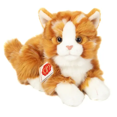 Teddy Hermann Katze liegend rot getigert 20 cm