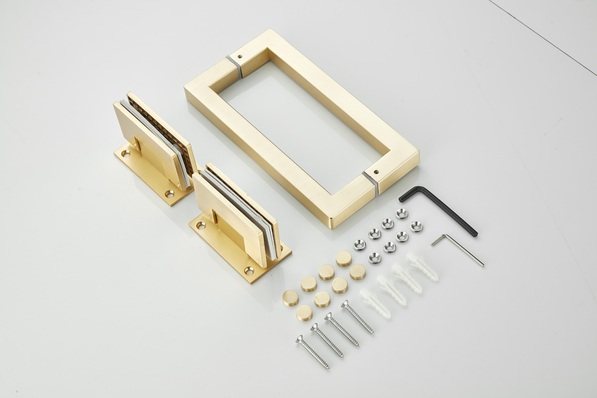 Saniclear Modern scharnieren   handvat voor douchedeur geborsteld messing - mat goud